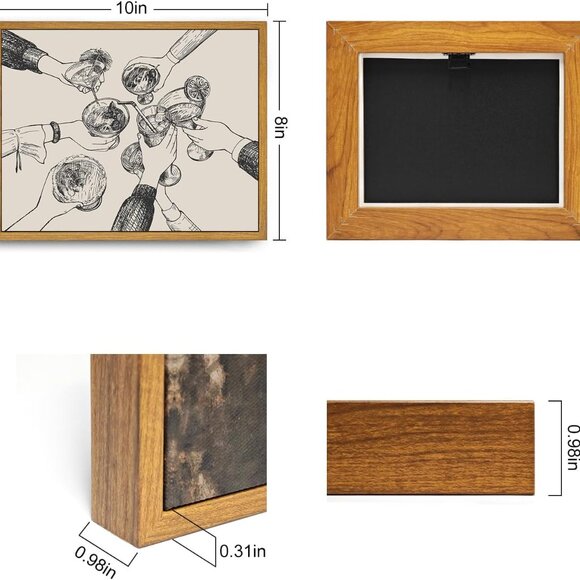 Framed Canvas Wall Art Vintage Print Paintings Cheers Sign Friends Clinking Drin - Picture 2 of 6